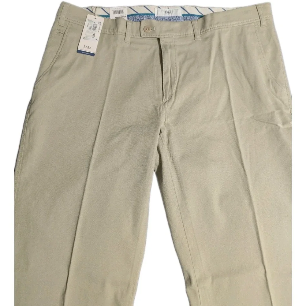 BRAX Evans Chino Pants Mens 40x34 Beige Regular Fit Stretch NWT Germany Fabric